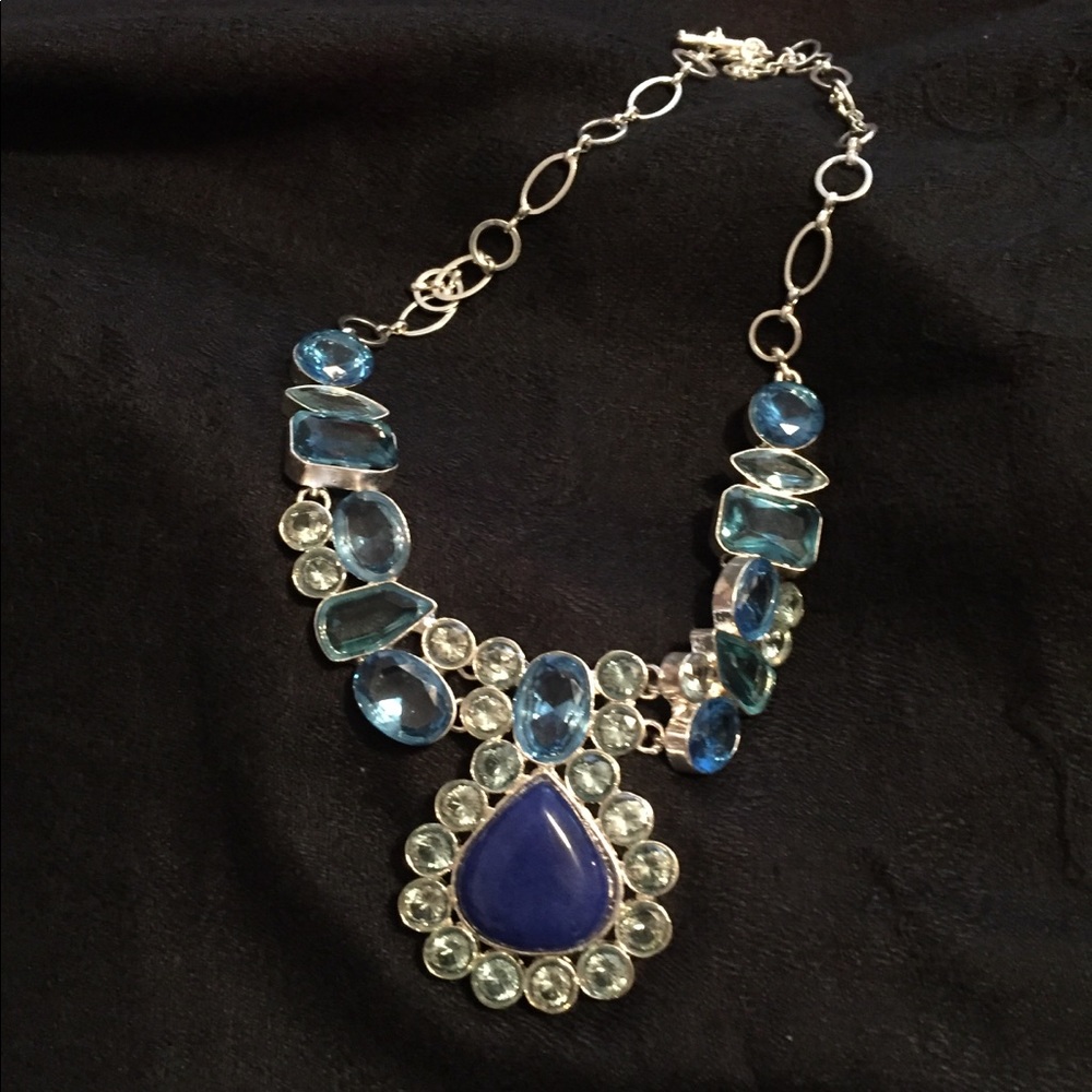 Genuine Lapis Lazuli silver necklace hand made